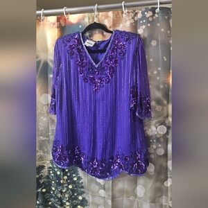 Elegant Purple Blouse with Sequins